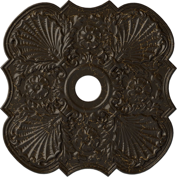 Ekena Millwork Flower Ceiling Medallion (Canopies up to 6 1/4"), 29"OD x 3 5/8"ID x 1 3/8"P, Stone Hearth Crackle CM29FWSHC - main